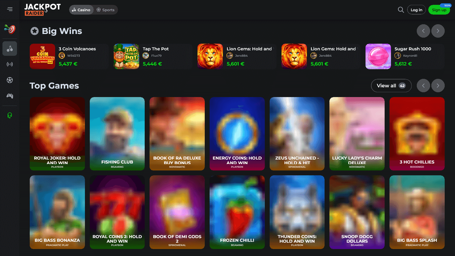 Jackpotraider Casino Desktop screenshot