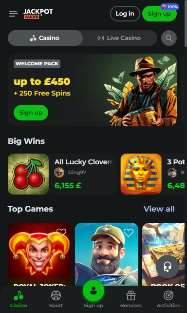 Jackpotraider Casino Mobile screenshot